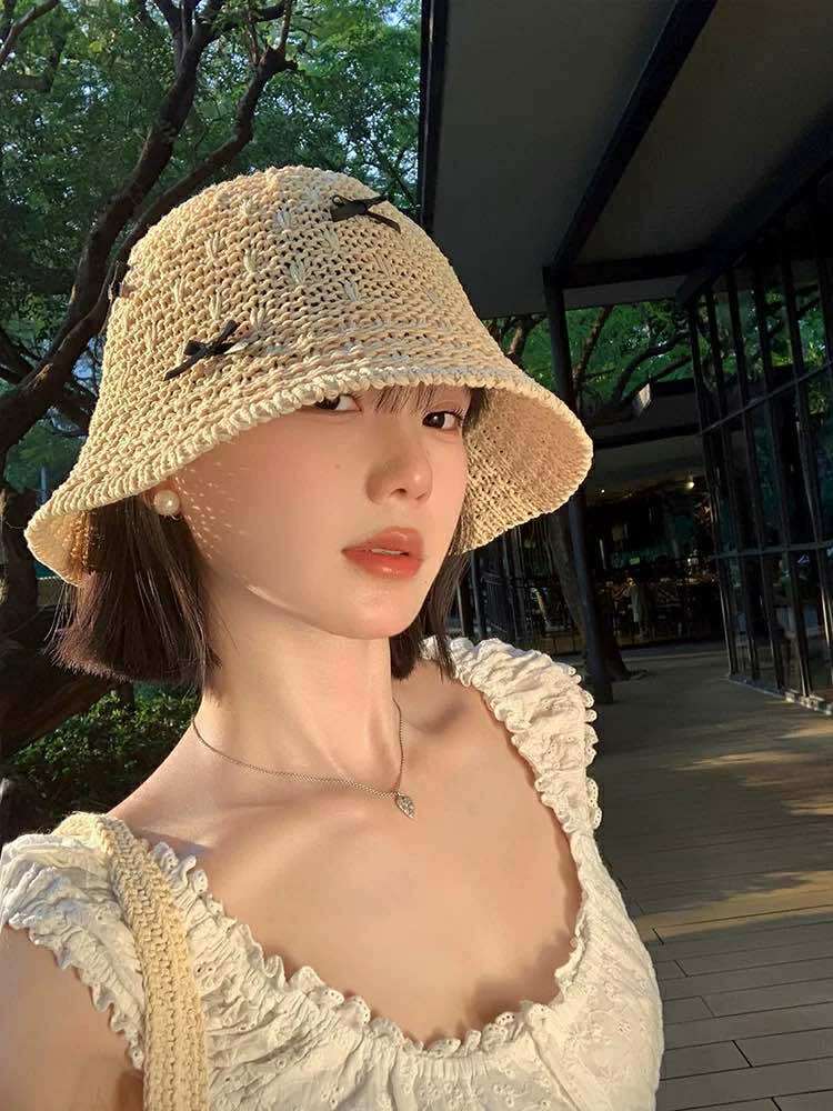 Small Bow Straw Hat