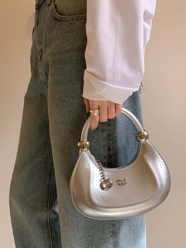Lunar Silver Halfmoon Bag