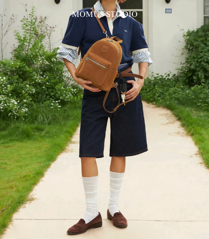 Beersister Suede Pebbled Leather Backpack