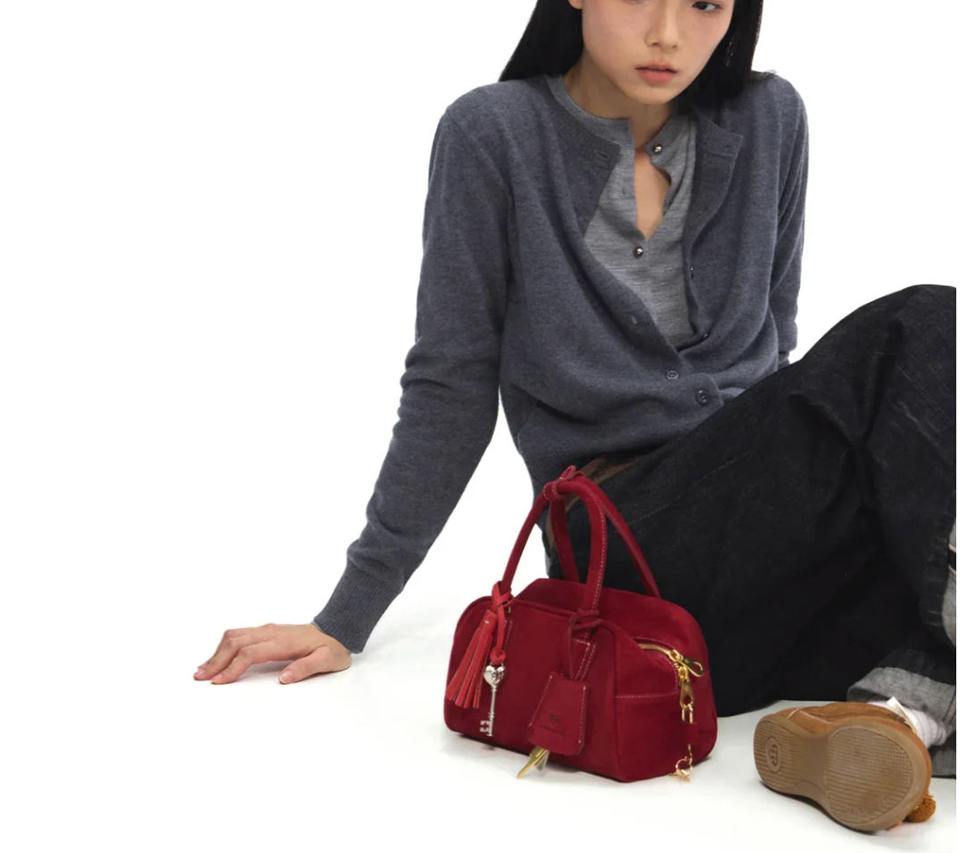 Beersister Soft Lambskin Suede Boston Bag