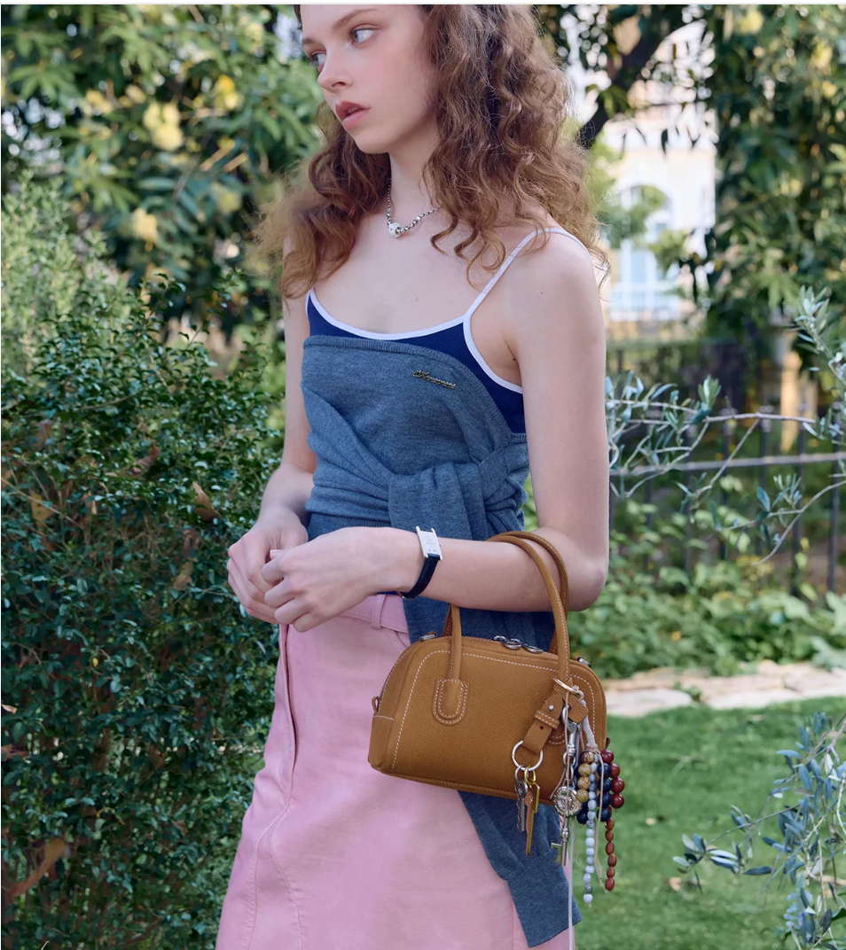 Beersister Suede-finished Cowhide Mini Boston Bag