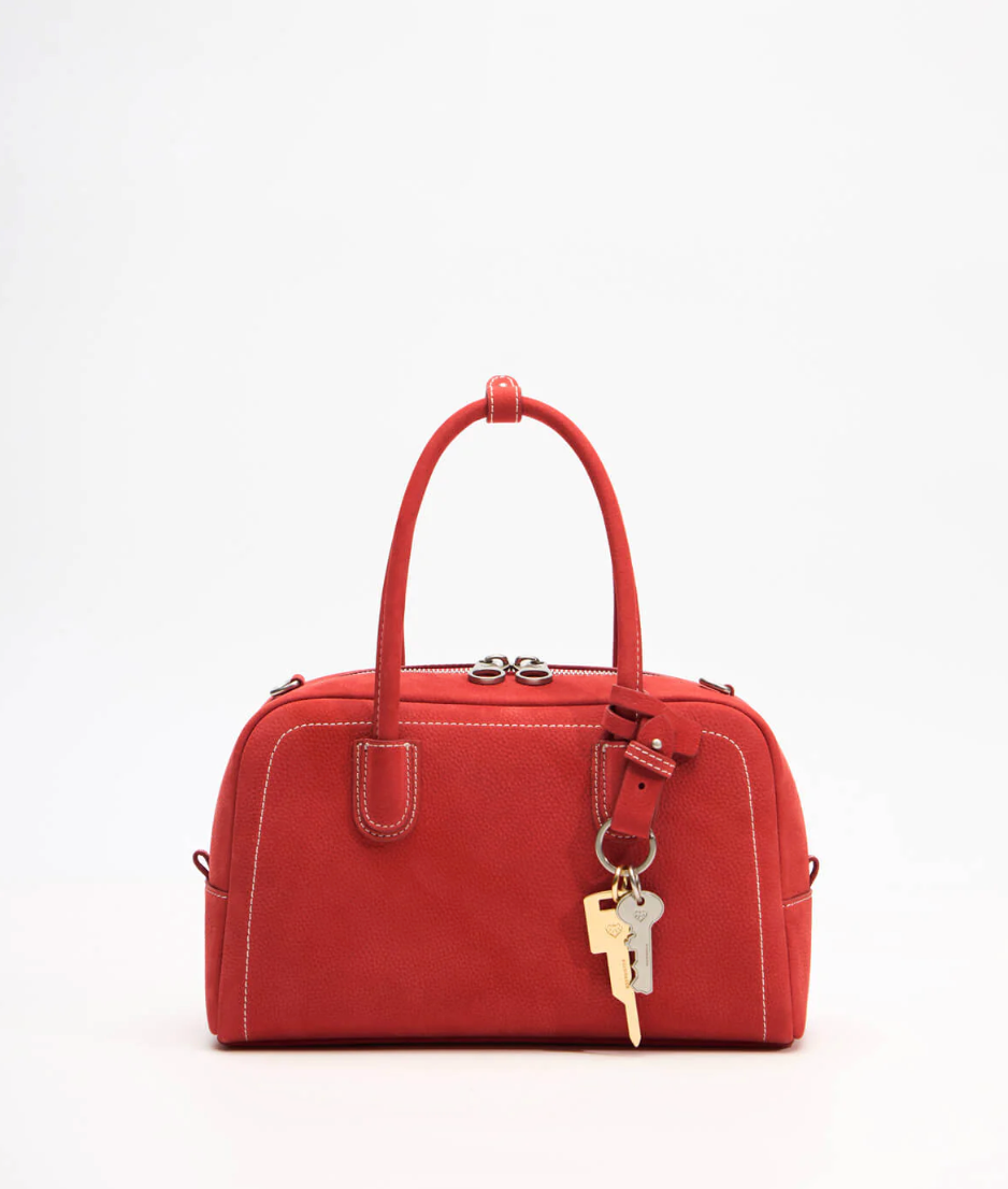 Beersister Small Boston Leather Bag Red