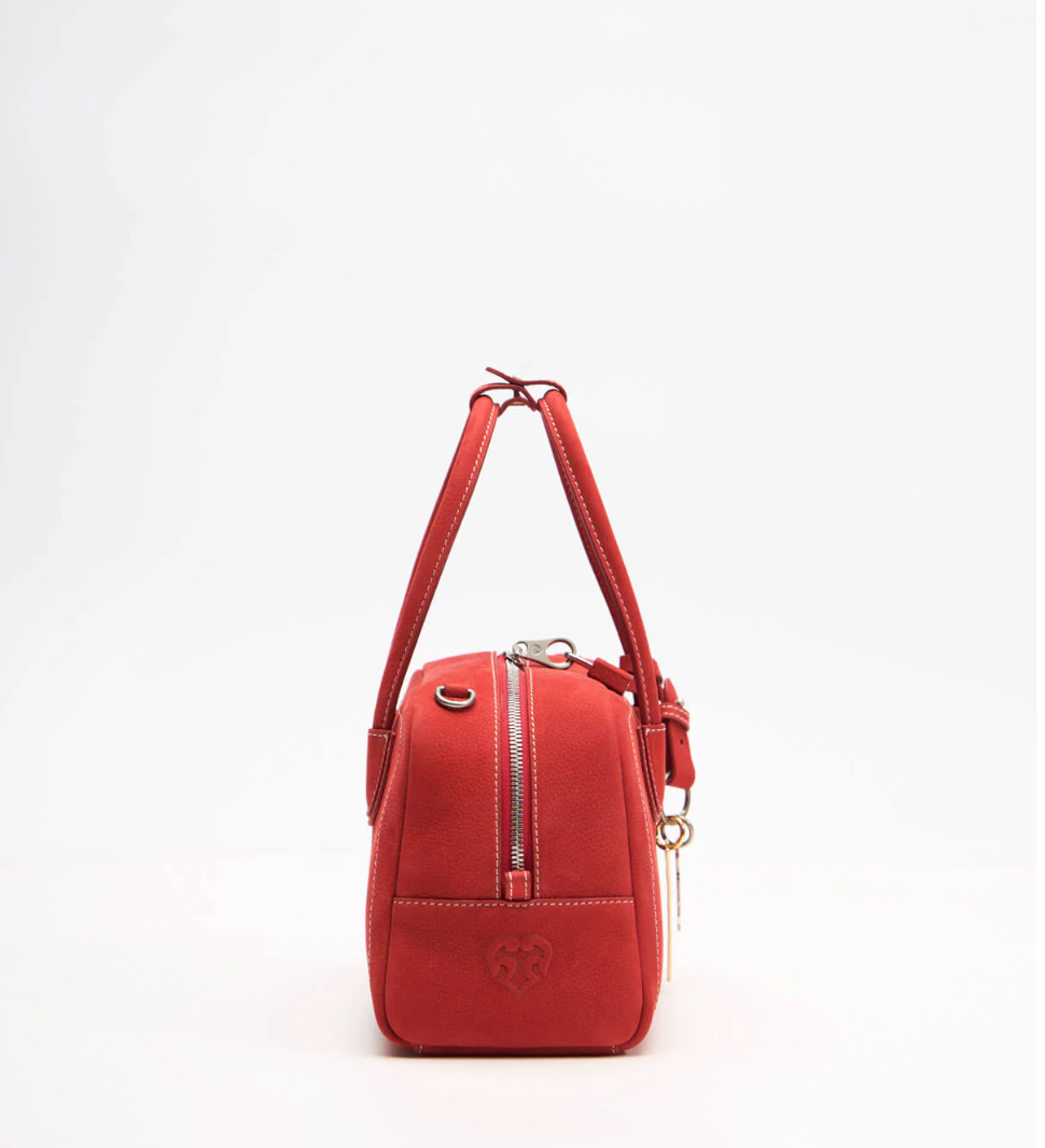 Beersister Small Boston Leather Bag Red