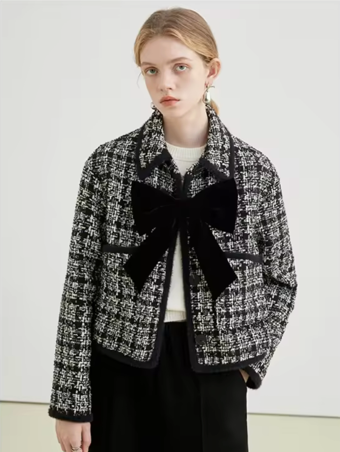 Bow Tweed Short Coat