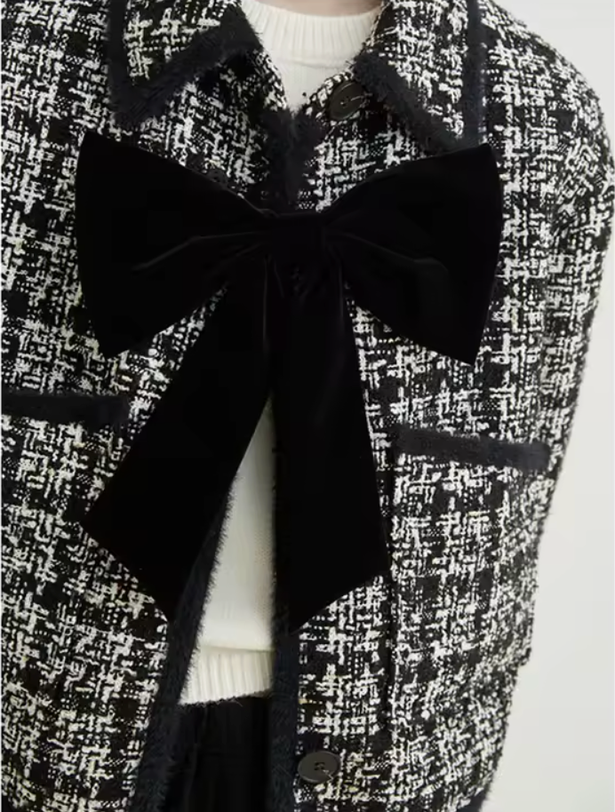 Bow Tweed Short Coat