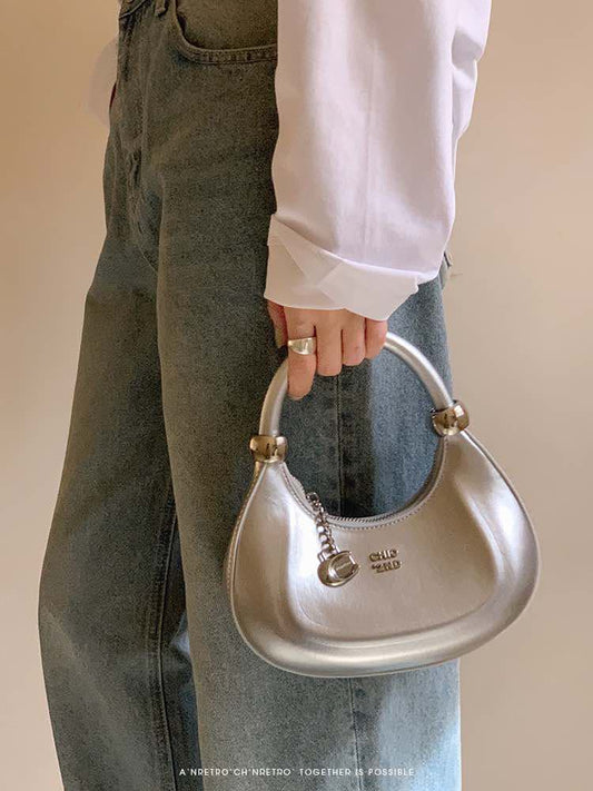 Lunar Silver Halfmoon Bag