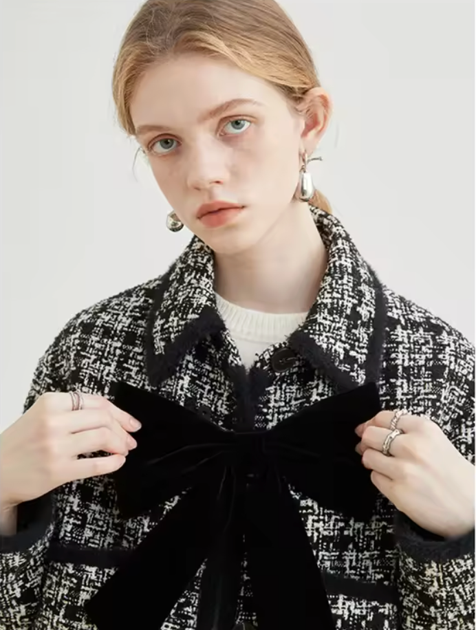 Bow Tweed Short Coat