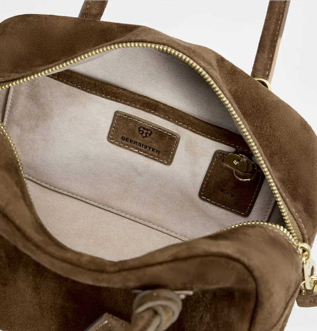Beersister Soft Lambskin Suede Boston Bag