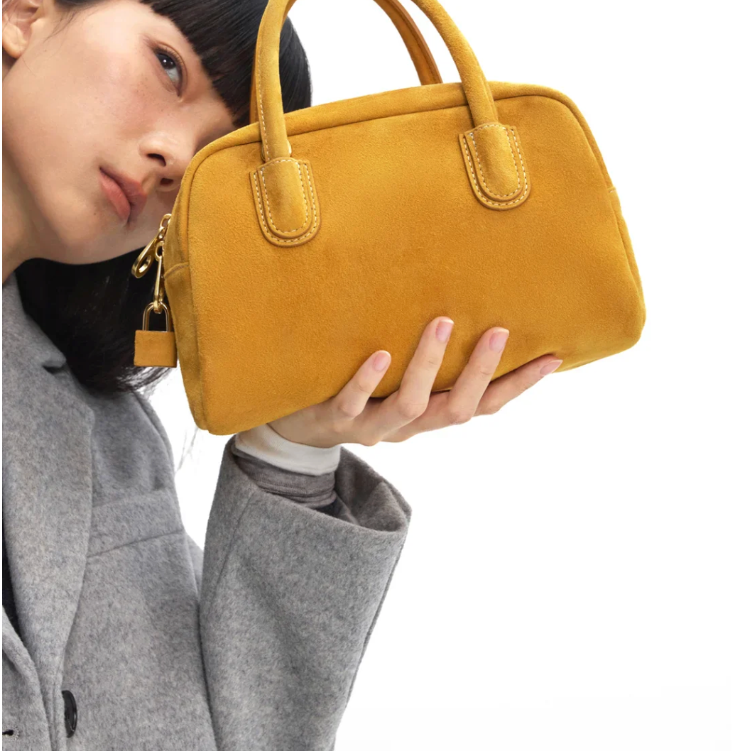 Beersister Soft Lambskin Suede Boston Bag