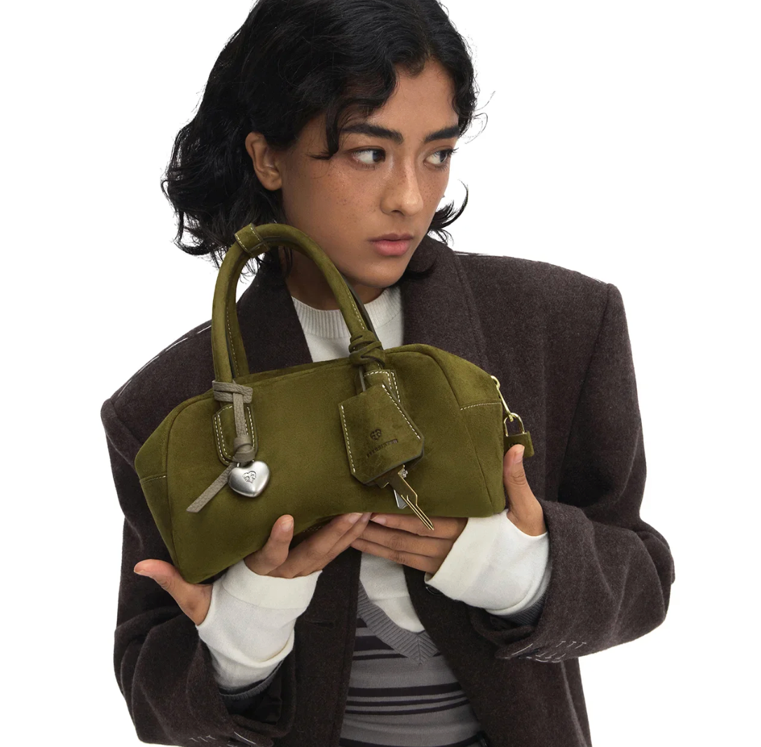 Beersister Soft Lambskin Suede Boston Bag