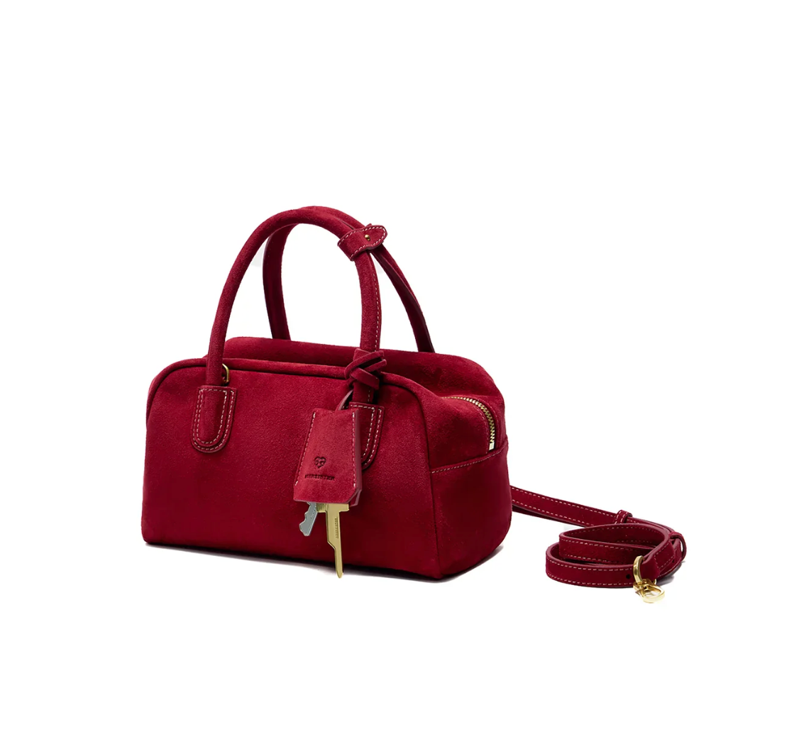 Beersister Soft Lambskin Suede Boston Bag