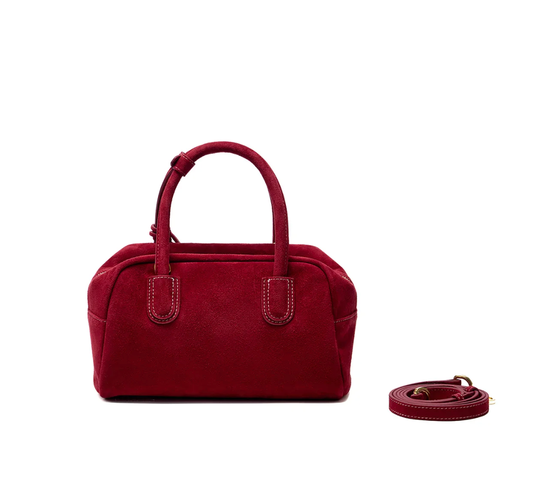 Beersister Soft Lambskin Suede Boston Bag