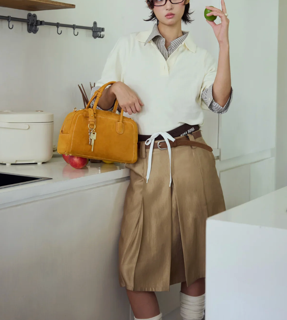 Beersister Cashmere Suede Boston Bag Small