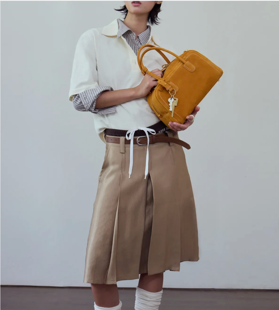 Beersister Cashmere Suede Boston Bag Small