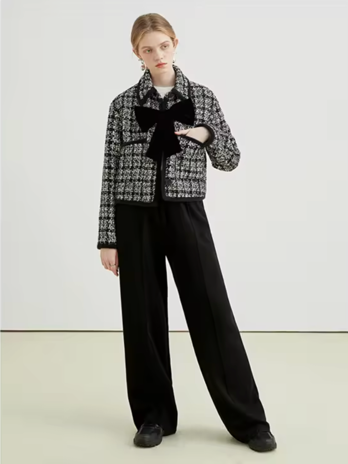 Bow Tweed Short Coat